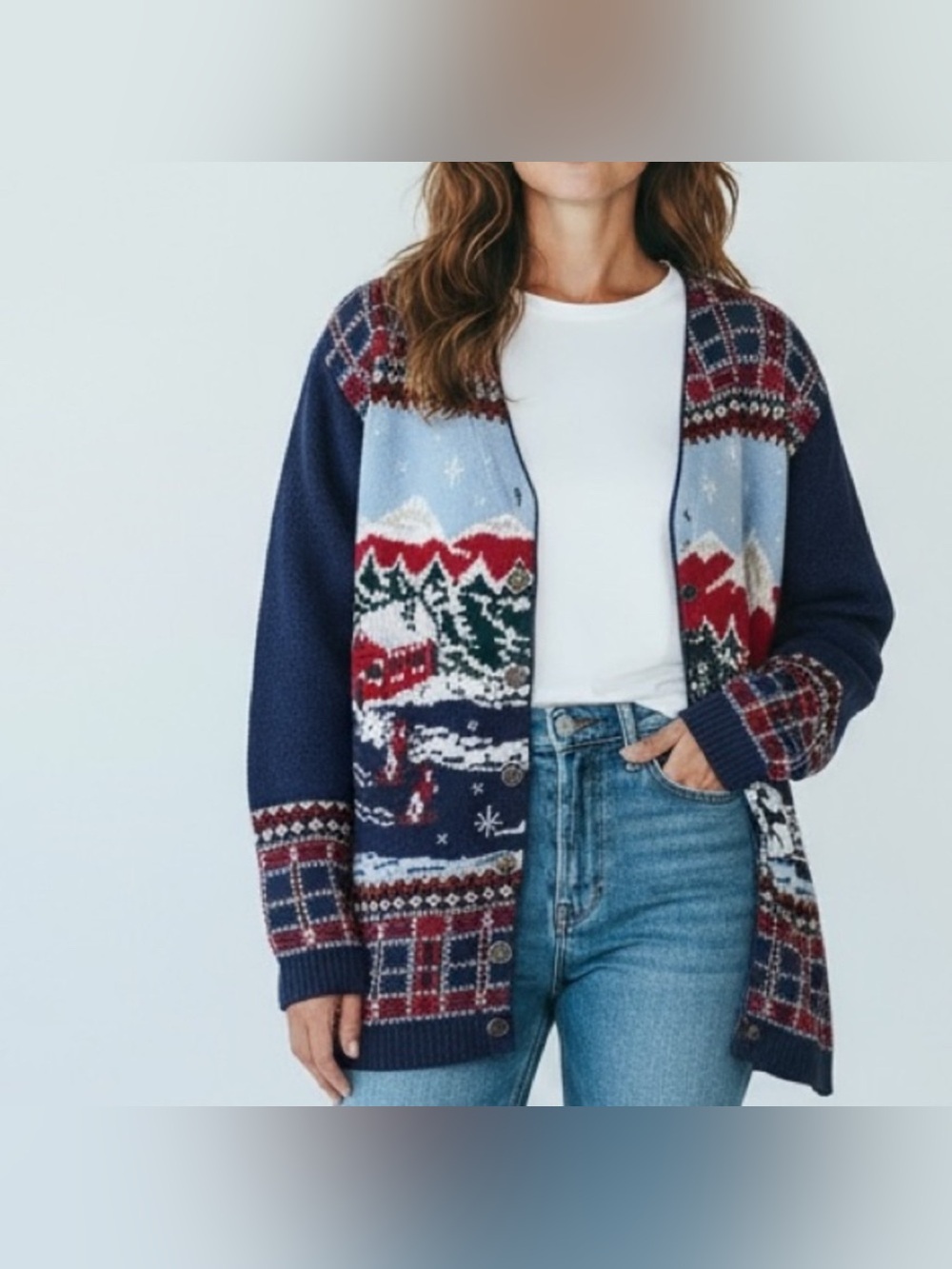 Parkhurst Northern Treasure Vintage Winter Christmas Cardigan Sweater Size Large